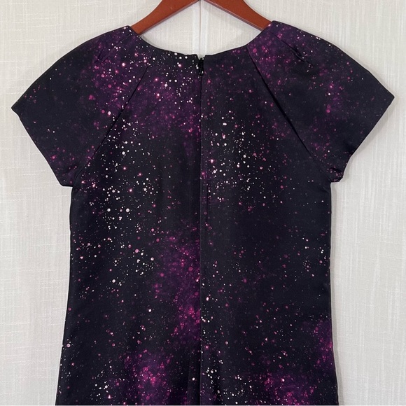 Club Monaco Black Ophelia Galaxy Space Print Silk Shift Dress Size 00 - Picture 14 of 16